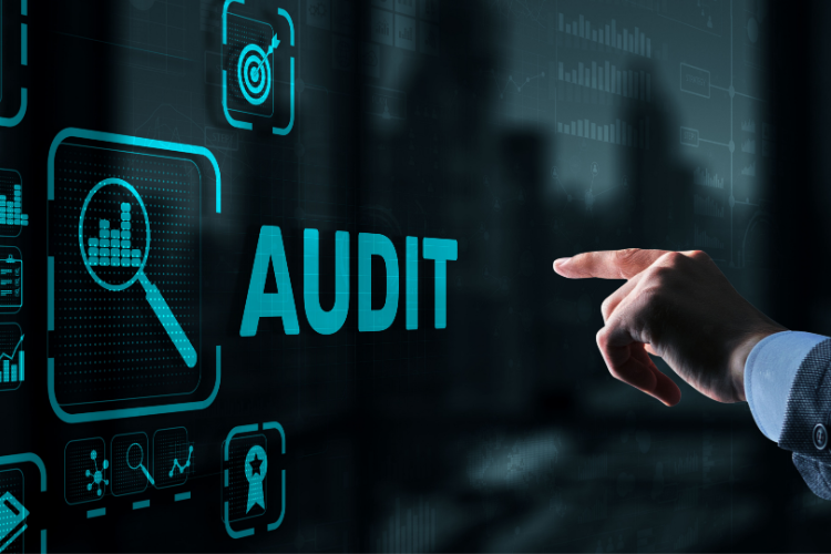 Image displaying the word 'Audit' on a blue background