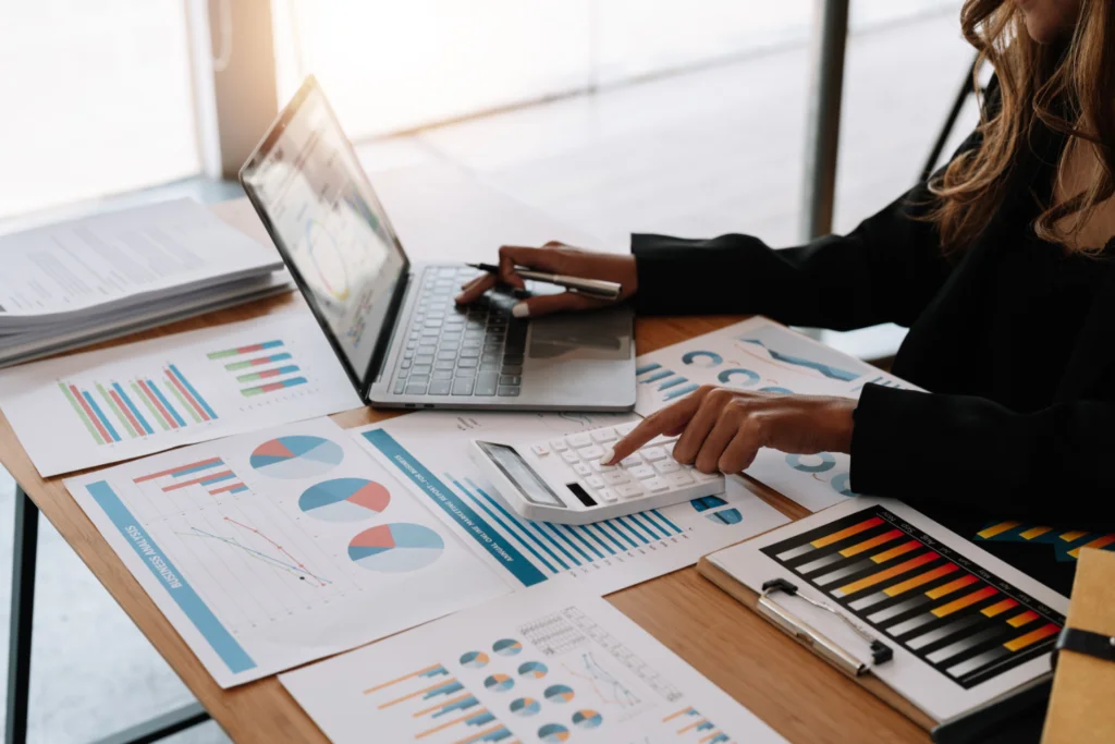 Business professional using Xero bookkeeping software on a laptop